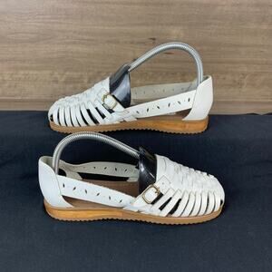 Nature Trek Women’s Huarache White Leather Woven Sandals Size 7W